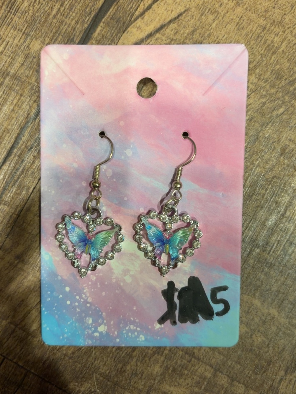 Heart Butterfly Dangle Earrings in Multicolor
